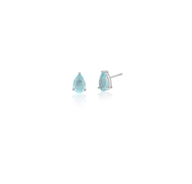 Brinco pequeno pedra gota azul claro