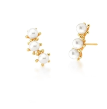 Brinco ear cuff três pérolas