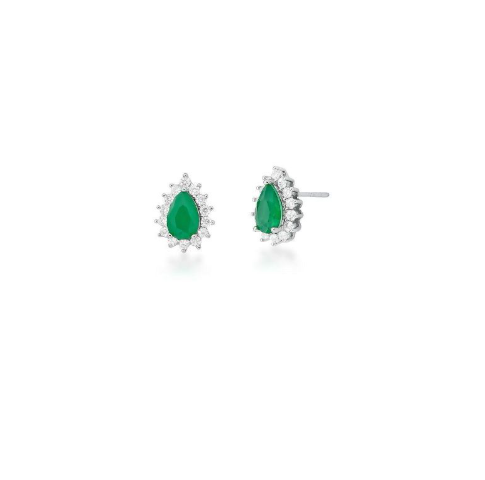 Brinco gota pedra fusion verde